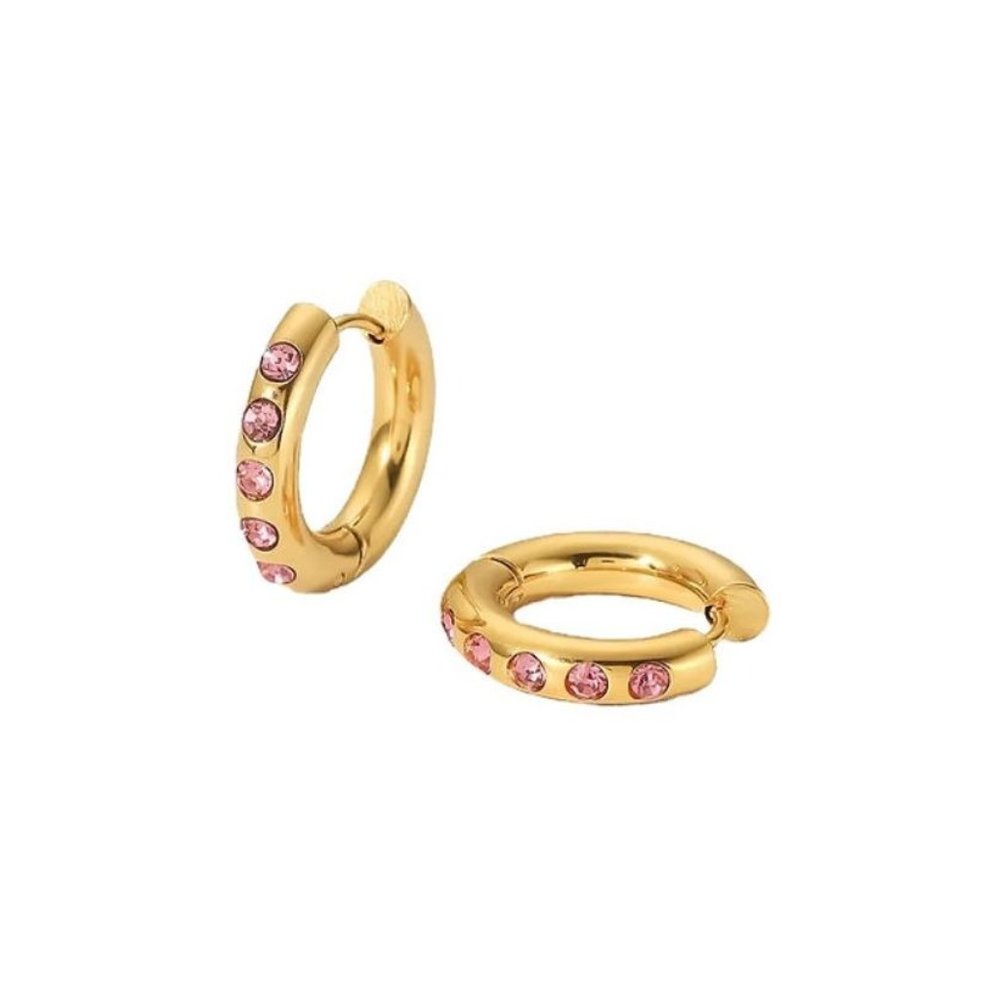 Delicate Light Pink Plating Zircon Stainless Steel Earrings